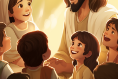 MidJ_Produce_a_2D_animated_cartoon_depicting_Jesus_interacting__8799bcea-ac79-4428-a070-a2292b13d638